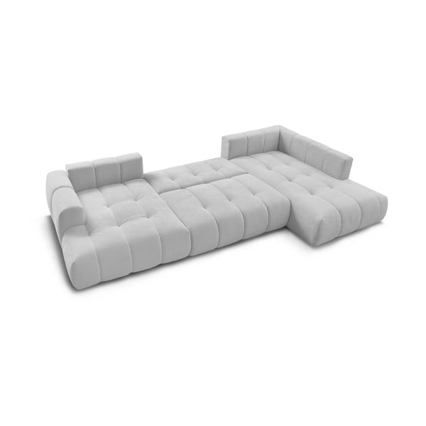 Colțar gri deschis extensibil/cu spațiu de depozitare (cu colț pe partea dreaptă/în formă de "U") Fuji – Bobochic Paris-image-4