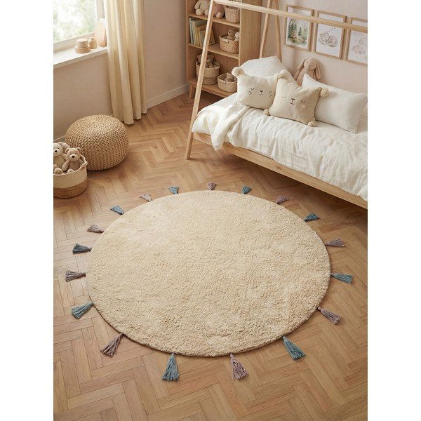 Covor pentru copii crem lavabil/țesut manual din bumbac ø160 cm Snuggle Sunna – Hanse Home-image-1
