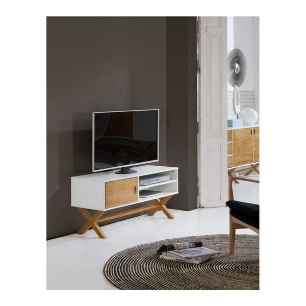 Comodă TV din lemn de pin SOB Leydo, alb