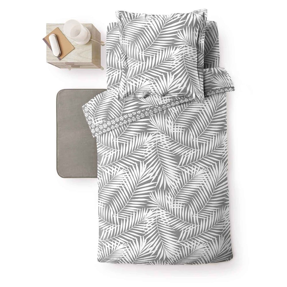 Lenjerie de pat gri din bumbac pentru pat de o persoană 140x200 cm Botania – douceur d\'intérieur