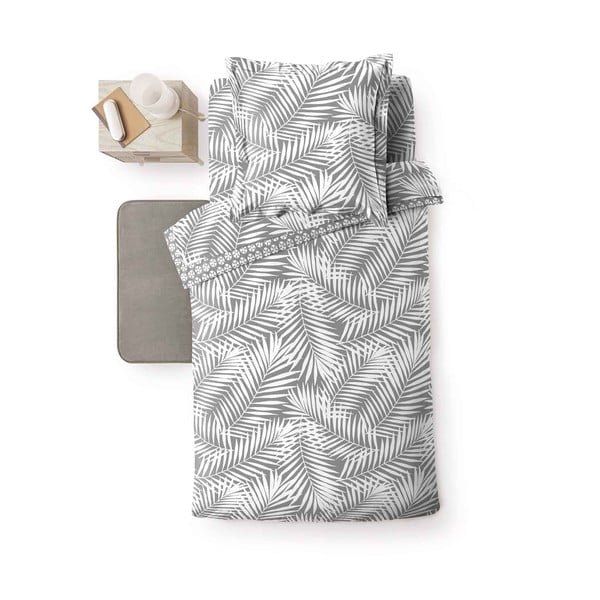 Husă de pilotă gri din bumbac pentru pat de o persoană 140x200 cm Botania – douceur d'intérieur