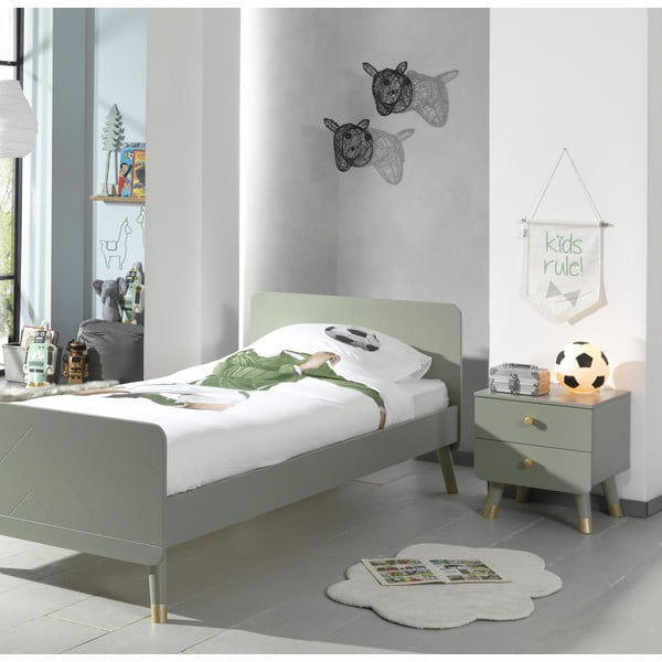 Noptieră din lemn de pin pentru camera copiilor Vipack Billy, verde măsliniu-image-1