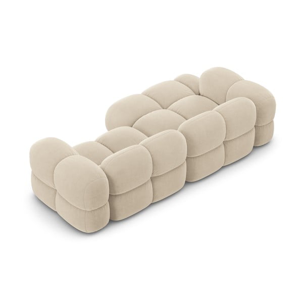 Colțar bej cu tapițerie din catifea (cu colț pe partea stângă/cu șezlong) Loretto – Cosmopolitan Design-image-4