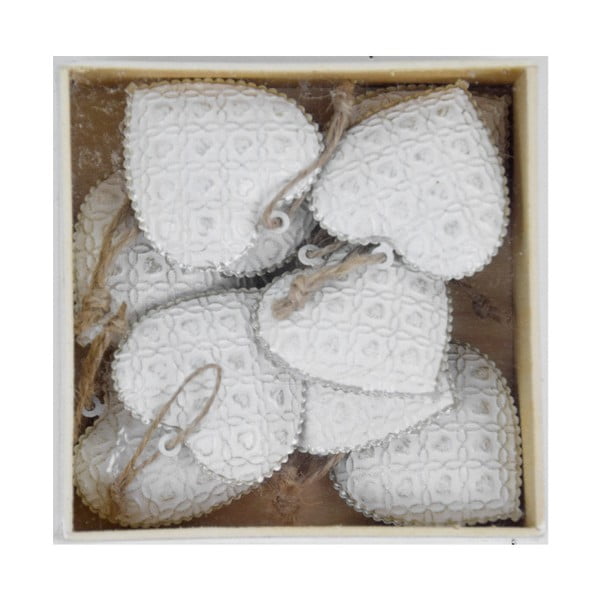 Set 10 decorațiuni metalice în formă de inimă Ego dekor X-mass, alb