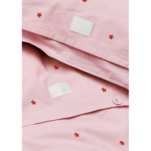 Lenjerie de pat roz din bumbac percal pentru pat de o persoană 140x200 cm Daisy – JUNA-image-3