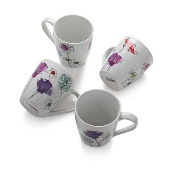 Set 4 căni din porțelan Aster, 330 ml-image-1