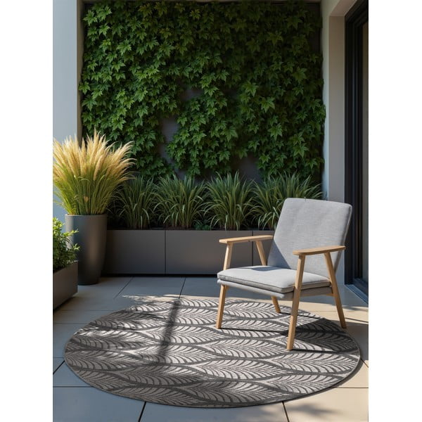 Covor pentru exterior și interior gri/fildeș rotund ø 160 cm Duet Liora – NORTHRUGS-image-2