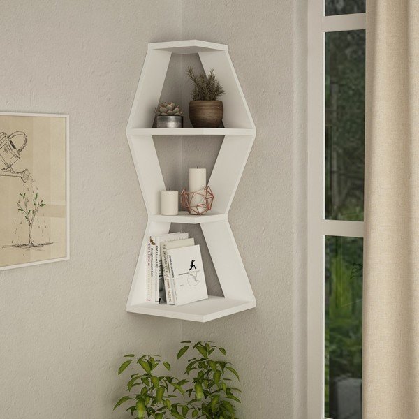 Etajeră perete Sablor Corner White, alb-image-1
