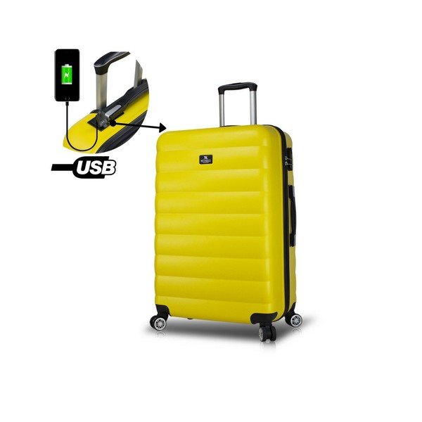 Valiză cu roți și port USB My Valice COLORS RESSNO Pilot, galben-image-2