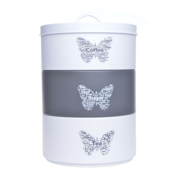 Set 3 cutii de depozitare Ewax Triple Can Butterfly, 16,5 x 25 cm