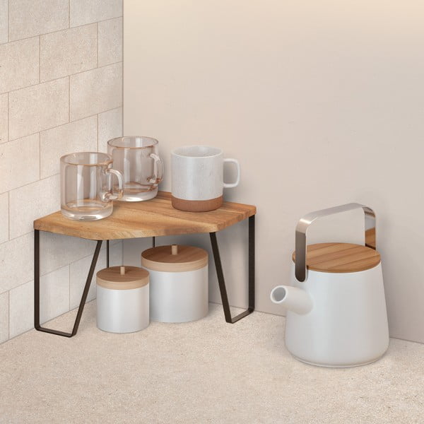 Raft suplimentar negru mat/în culoare naturală pentru colț din lemn 25x25 cm York – Metaltex-image-1