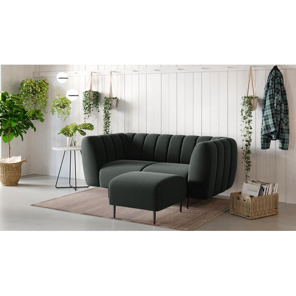 Taburet cu tapițerie din catifea Ghado Shel, gri închis-image-1