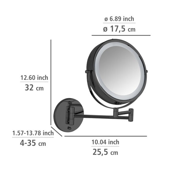 Oglindă cosmetică (mărire 5x) cu led/de mărire ø 25,5 cm Lumi – Wenko-image-3