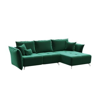 Colțar extensibil cu șezlong variabil devichy Hermes, verde închis