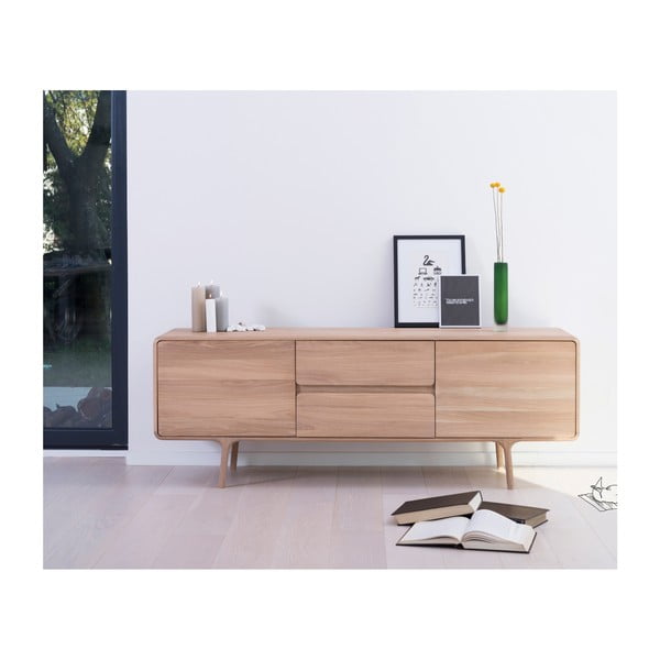 Comodă TV din lemn masiv de stejar Gazzda Fawn-image-1