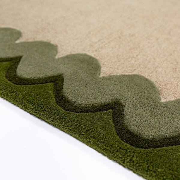 Covor verde/în culoare naturală țesut manual din lână 140x200 cm Wiggle Wool – Flair Rugs-image-3