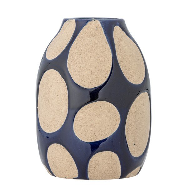 Vază albastru-închis/crem din gresie (înălțime 20 cm) Bashir – Bloomingville