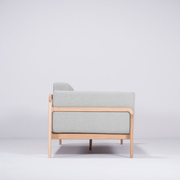 Canapea cu structură din lemn de stejar Gazzda Fawn, 210 cm, albastru - gri-image-2