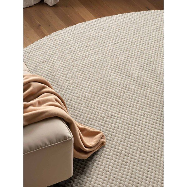 Covor crem țesut manual rotund din lână ø 160 cm Lyon Beans – Elle Decoration-image-3