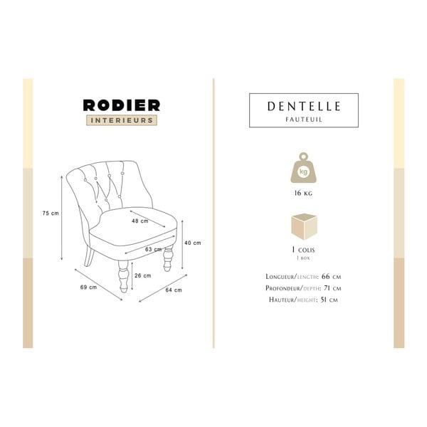 Fotoliu Rodier Flanelle, crem-image-3