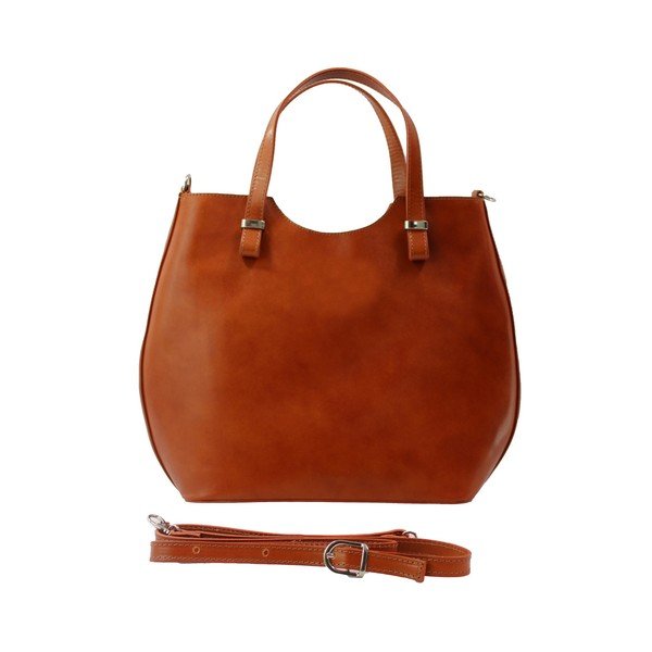 Geantă din piele Chicca Borse Denisse, caramel-image-4