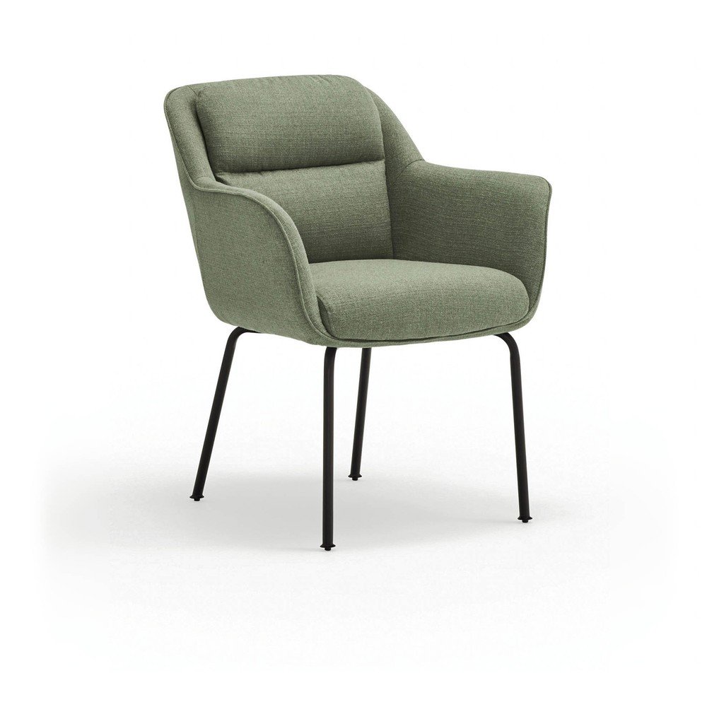 Scaun de living verde cu cotiere tapițat Sadira – Teulat