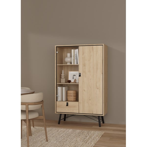 Vitrină în culoare naturală cu aspect de lemn de stejar 102x162x40 cm Ry – Tvilum-image-1