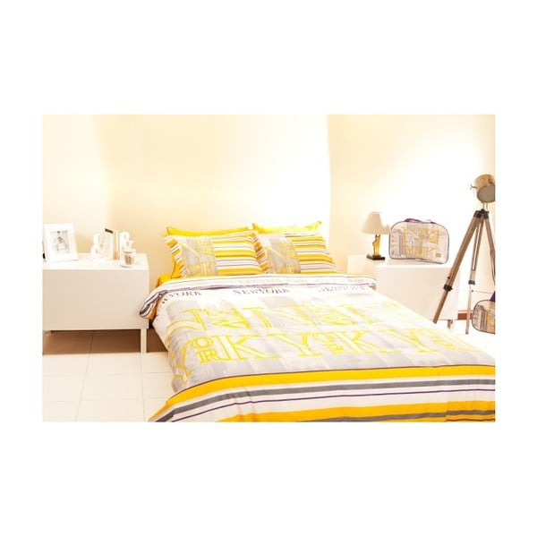 Lenjerie de pat cu cearșaf Gelnicik Home NY Colour, 160 x 220 cm