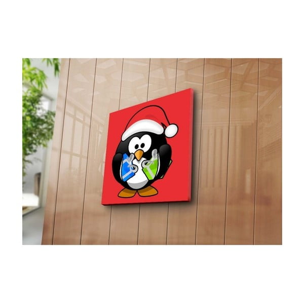 Tablou decorativ Pinguin Red, 45 x 45 cm 