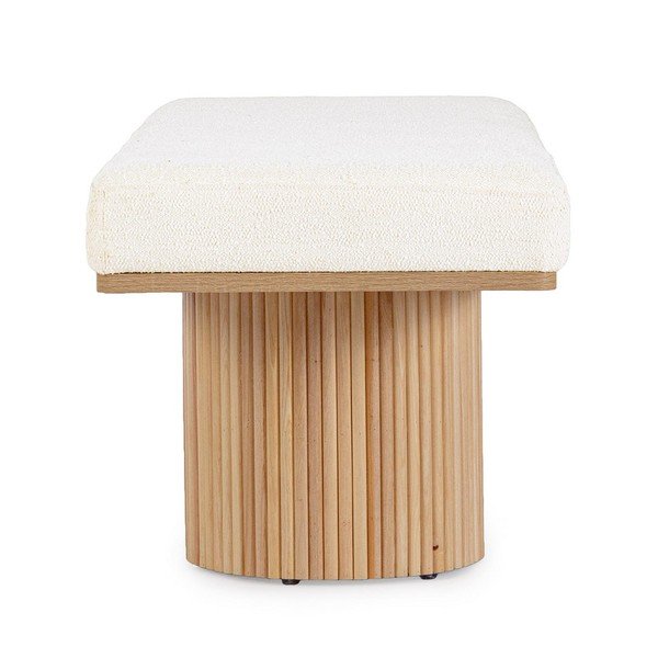 Bancă crem capitonată cu tapițerie din țesătură bouclé Floriana – Bizzotto-image-3