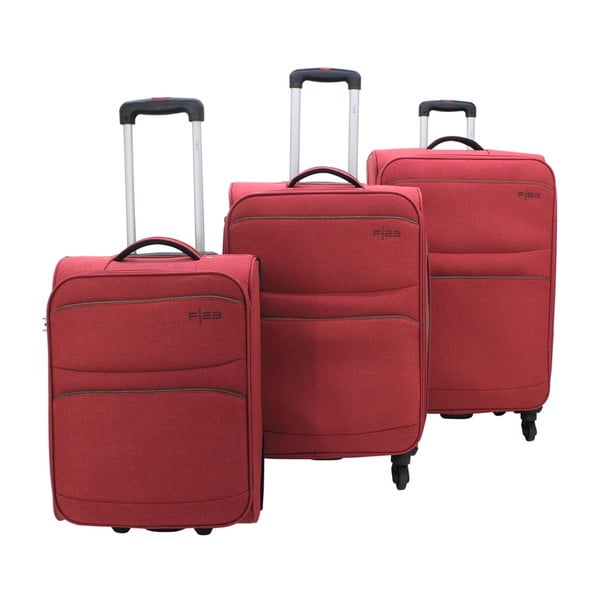 Set 3 valize Friedrich Lederwaren Santa Cruz, roșu