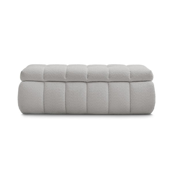 Bancă gri deschis cu tapițerie din țesătură bouclé Mont Blanc – Bobochic Paris-image-2