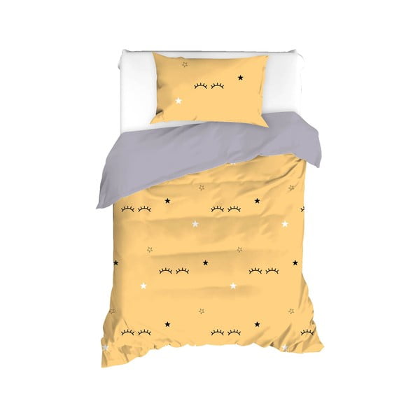Lenjerie de pat galbenă-gri pentru pat de o persoană 140x200 cm Dide – Mijolnir