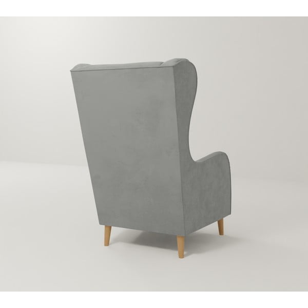 Fotoliu wing gri deschis cu tapițerie din catifea Carole – Ropez-image-2