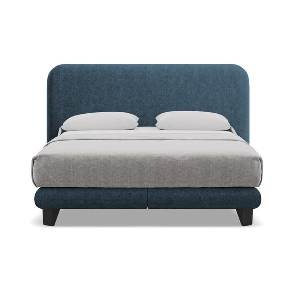 Pat boxspring albastru 180x200 cm Ilima – Makamii-image-2