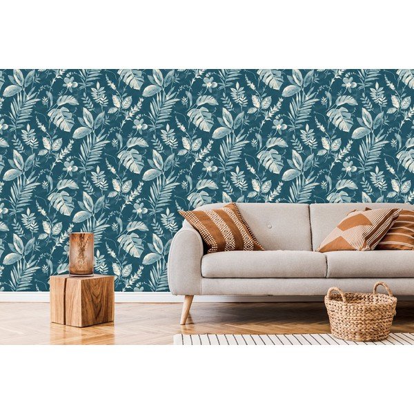 Tapet vlies 10 m x 53 cm Blue Leaves – Vavex-image-1