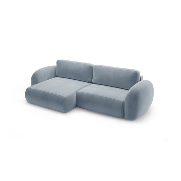 Colțar albastru prăfuit extensibil/cu spațiu de depozitare cu tapițerie din catifea Tonale – Cosmopolitan Design-image-2