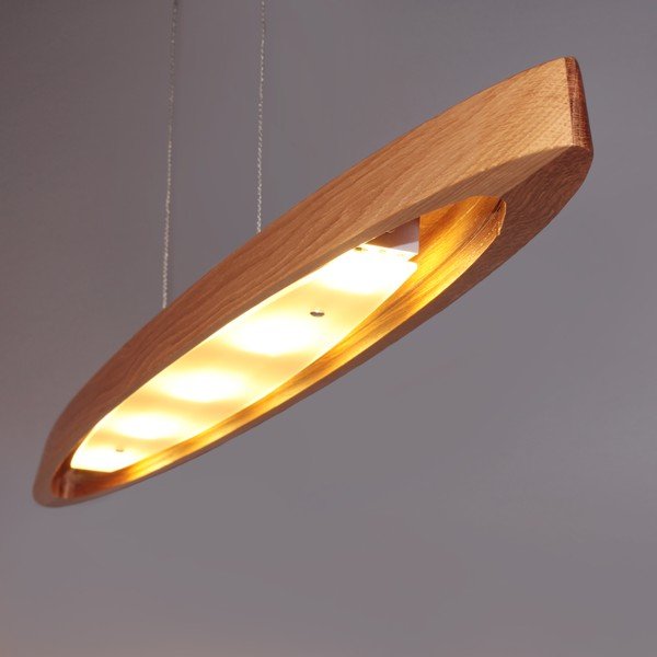 Lustră argintie/în culoare naturală LED cu intensitate reglabilă cu abajur din lemn Shine-wood – Fischer & Honsel-image-1