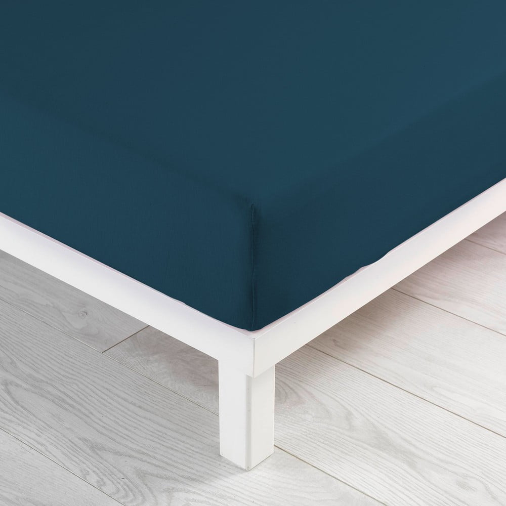 Cearceaf albastru închis din jerseu cu elastic 90x190 cm Jersy – douceur d\'intérieur