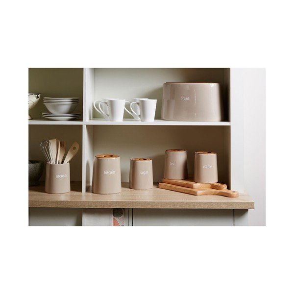 Recipient pentru zahăr cu capac din lemn de bambus Premier Housewares Fletcher, 800 ml, crem-image-1