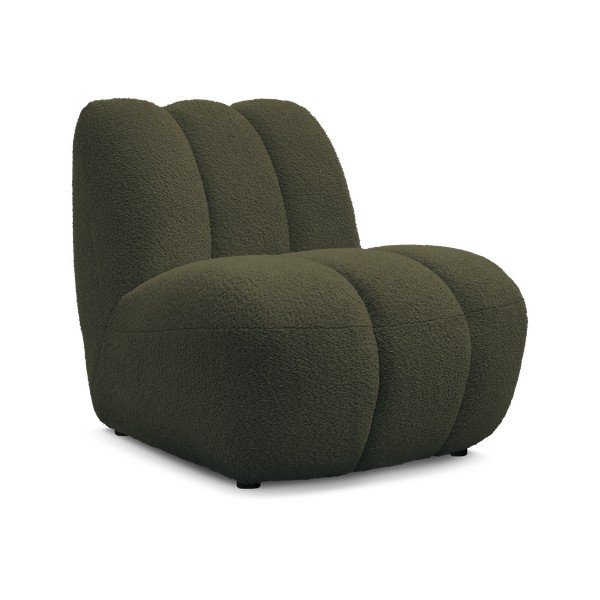 Fotoliu verde cu tapițerie din țesătură bouclé Janissaire – Bobochic Paris