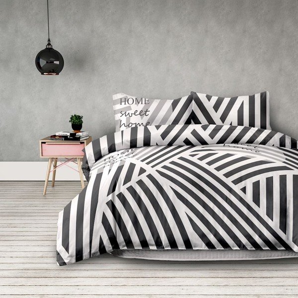 Set 1 husă pentru pilotă și 2 fețe de pernă din bumbac AmeliaHome Averi Sweet Home Light, 200 x 200 cm + 63 x 63 cm-image-1