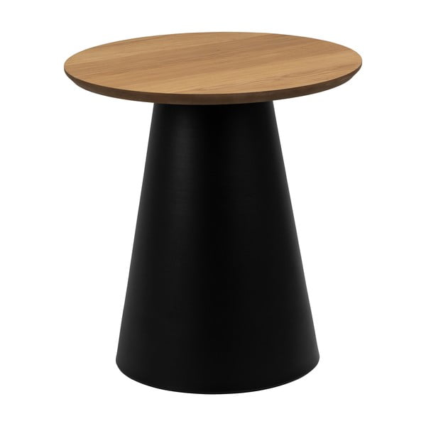 Măsuță de cafea neagră/în culoare naturală rotundă cu blat cu aspect de lemn de stejar ø 45 cm Soli – Actona