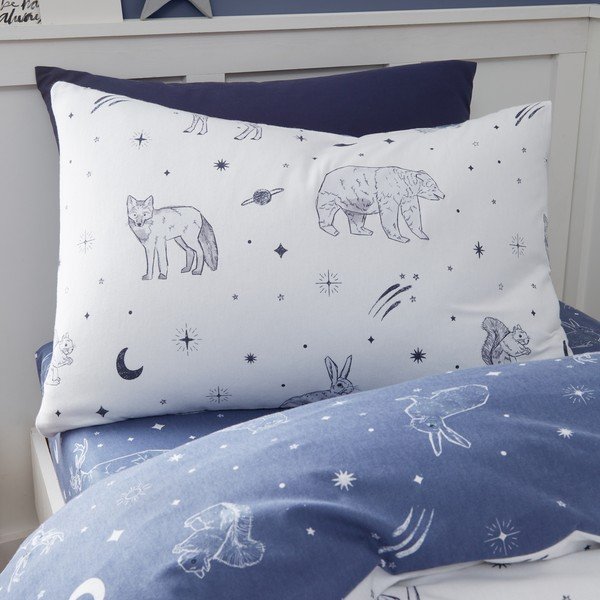 Lenjerie de pat pentru copii din flanelă pentru pat de o persoană 135x200 cm Starlight Animals – Bianca-image-3