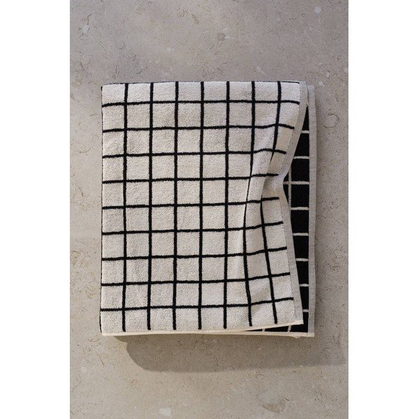 Prosop negru/bej din bumbac 90x150 cm Grid – Jotex-image-1