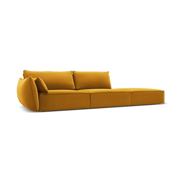 Canapea galben-muștar cu tapițerie din catifea, cu colț pe partea stângă 264 cm Vanda – Mazzini Sofas-image-2
