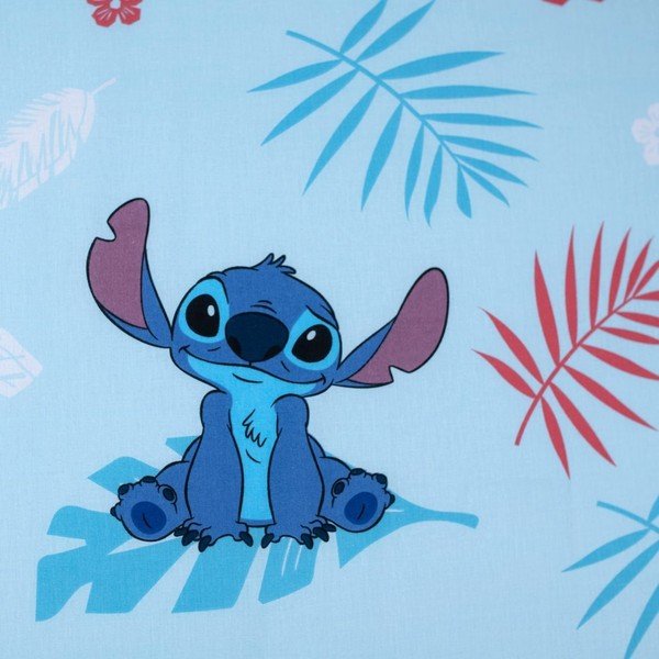 Cearceaf pentru copii albastru din bumbac pentru pat de o persoană cu elastic 90x200 cm Lilo & Stitch "Blue" – Jerry Fabrics-image-2