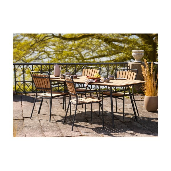 Scaune de grădină în culoare naturală 2 buc. din lemn masiv/din metal Cleveland – House Nordic-image-3