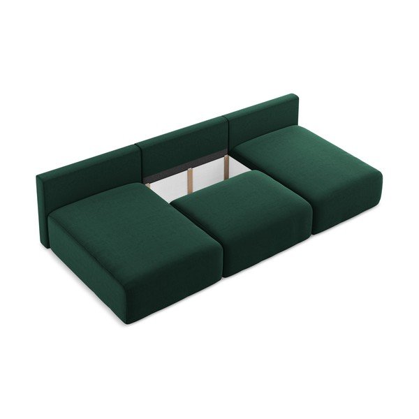 Colțar verde închis extensibil/cu spațiu de depozitare cu tapițerie din catifea (în formă de "U") Kalena – Makamii-image-4