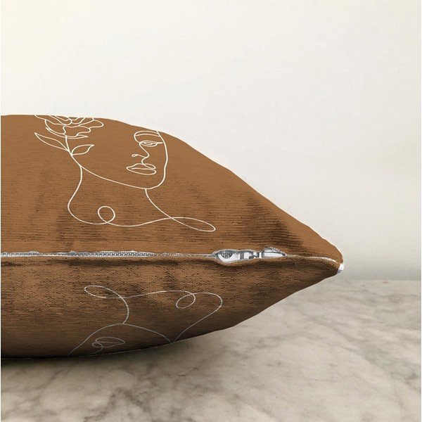 Față de pernă din amestec de bumbac Minimalist Cushion Covers Face, 55 x 55 cm, maro-image-1